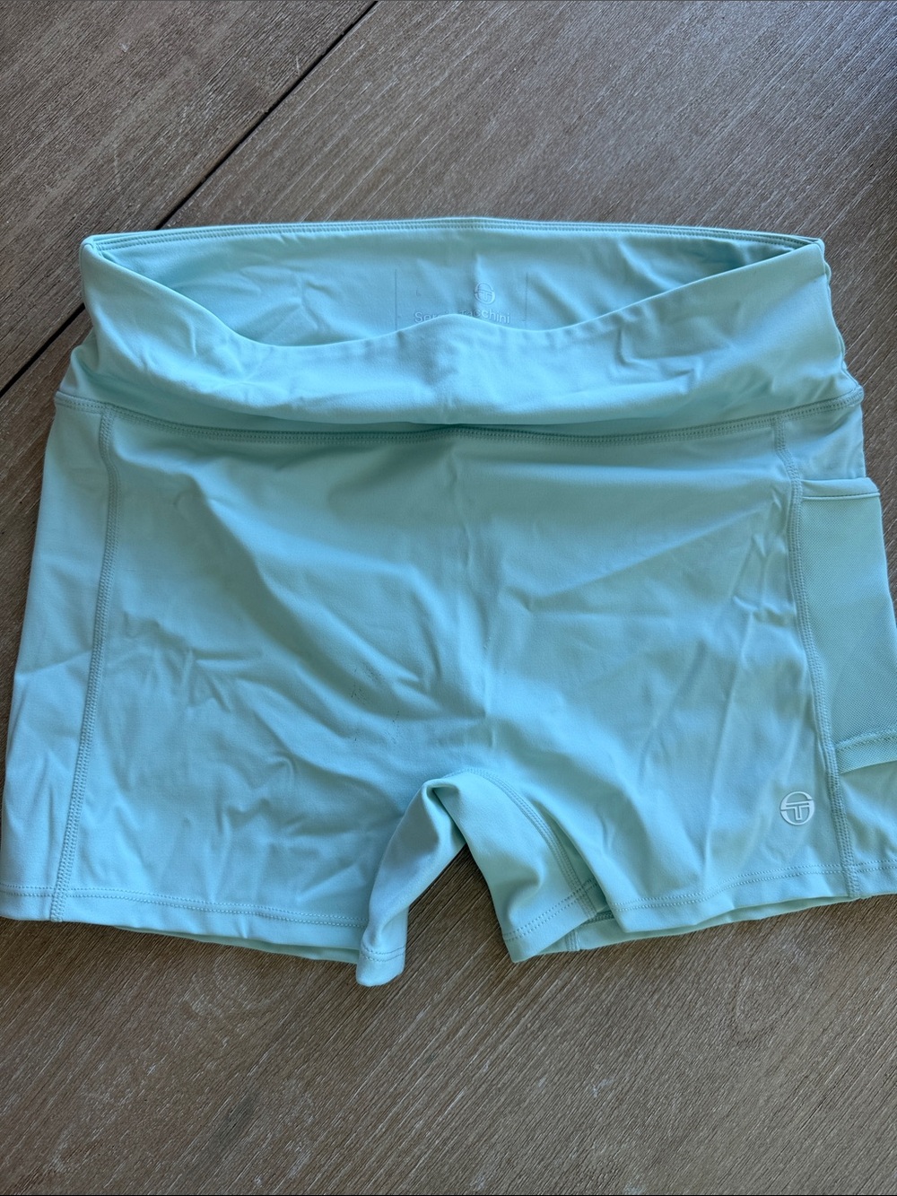 Sergio Tacchini Light Mint High-Waist Bike Shorts with Pocket